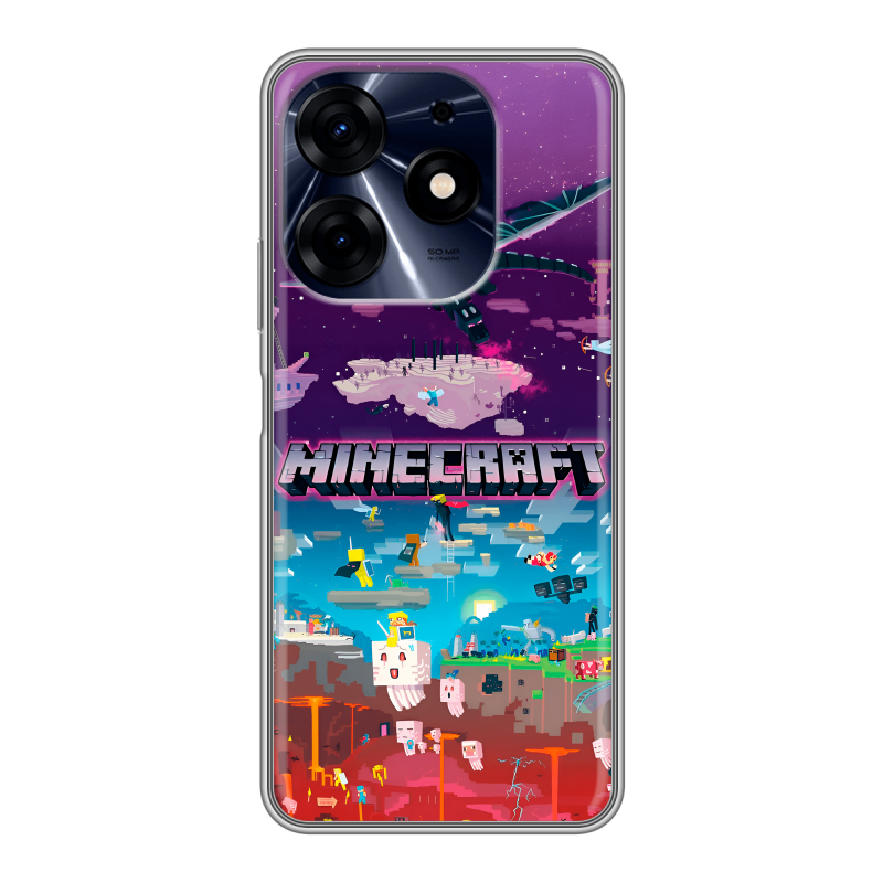 Силиконовый чехол на Tecno Spark 10 Pro с принтом Майнкрафт Minecraft Силиконовый чехол на Tecno Spark 10 Pro с принтом Майнкрафт Minecraft