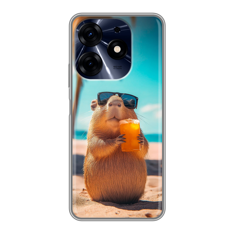 Силиконовый чехол на Tecno Spark 10 Pro с принтом Капибара Силиконовый чехол на Tecno Spark 10 Pro с принтом Капибара