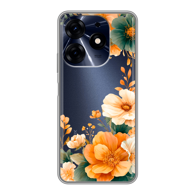 Силиконовый противоударный чехол на Tecno Spark 10 Pro с принтом Цветы принт Силиконовый противоударный чехол на Tecno Spark 10 Pro с принтом Цветы принт