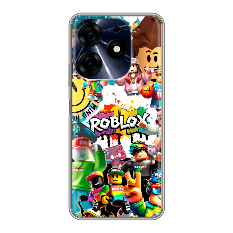 Силиконовый противоударный чехол на Tecno Spark 10 Pro с принтом Roblox Роблокс Силиконовый противоударный чехол на Tecno Spark 10 Pro с принтом Roblox Роблокс