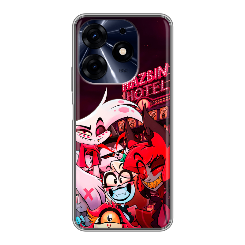 Силиконовый противоударный чехол на Tecno Spark 10 Pro с принтом Hazbin Hotel Отель Хазбин Силиконовый противоударный чехол на Tecno Spark 10 Pro с принтом Hazbin Hotel Отель Хазбин