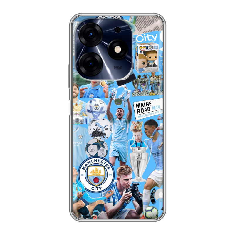 Силиконовый противоударный чехол на Tecno Spark 10 Pro с принтом Man City Манчестер Сити Силиконовый противоударный чехол на Tecno Spark 10 Pro с принтом Man City Манчестер Сити