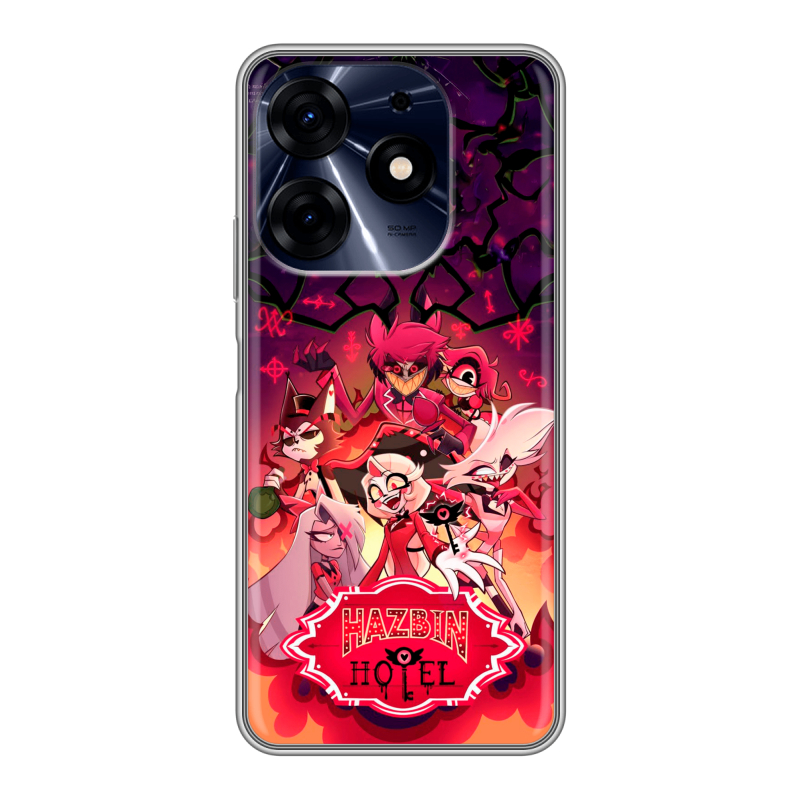 Силиконовый противоударный чехол на Tecno Spark 10 Pro с принтом Hazbin Hotel Отель Хазбин Силиконовый противоударный чехол на Tecno Spark 10 Pro с принтом Hazbin Hotel Отель Хазбин