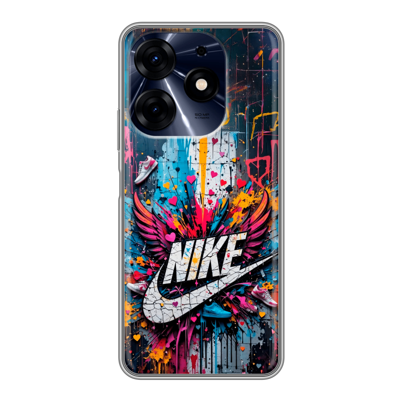 Силиконовый противоударный чехол на Tecno Spark 10 Pro с принтом Nike Найк Силиконовый противоударный чехол на Tecno Spark 10 Pro с принтом Nike Найк