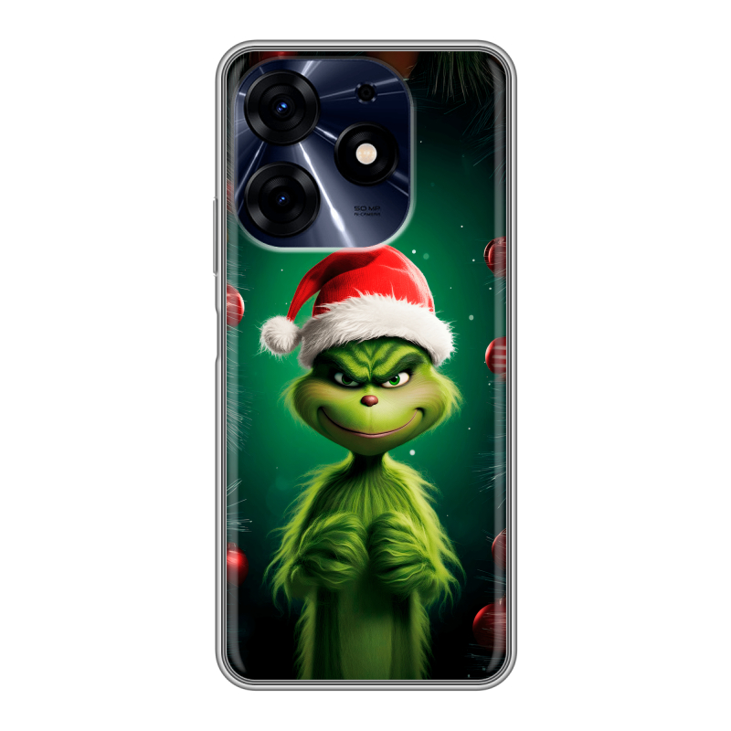 Силиконовый чехол на Tecno Spark 10 Pro с принтом Гринч Новый год Рождество Силиконовый чехол на Tecno Spark 10 Pro с принтом Гринч Новый год Рождество