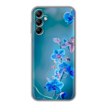 Силиконовый чехол на Samsung Galaxy A14 с принтом Голубые цветы