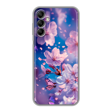 Силиконовый чехол на Samsung Galaxy A14 с принтом цветы бабочки