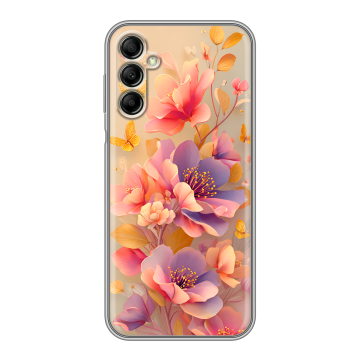 Силиконовый чехол на Samsung Galaxy A14 с принтом Цветы и бабочки Силиконовый чехол на Samsung Galaxy A14 с принтом Цветы и бабочки