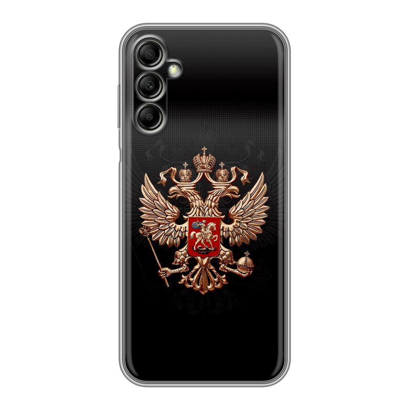 Силиконовый противоударный чехол на Samsung Galaxy A14 с принтом Герб России Силиконовый противоударный чехол на Samsung Galaxy A14 с принтом Герб России