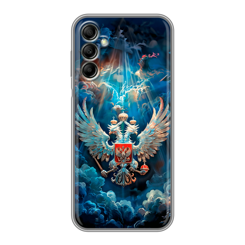 Силиконовый чехол на Samsung Galaxy A14 с принтом Герб флаг России Силиконовый чехол на Samsung Galaxy A14 с принтом Герб флаг России