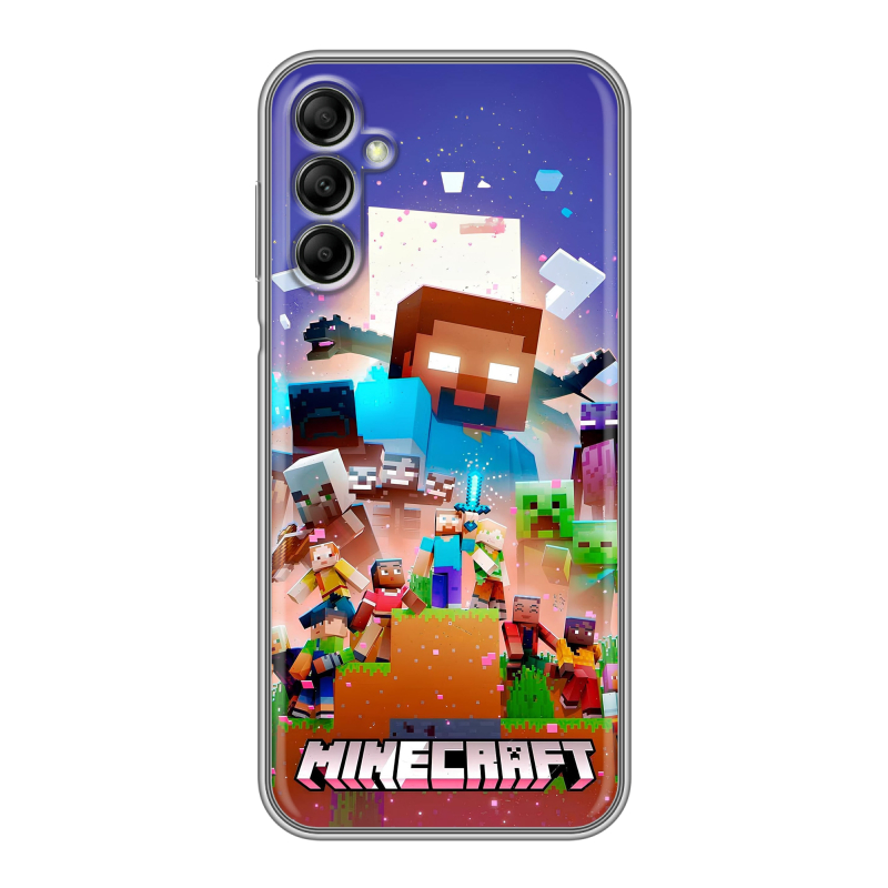 Силиконовый противоударный чехол на Samsung Galaxy A14 с принтом Майнкрафт Minecraft Силиконовый противоударный чехол на Samsung Galaxy A14 с принтом Майнкрафт Minecraft