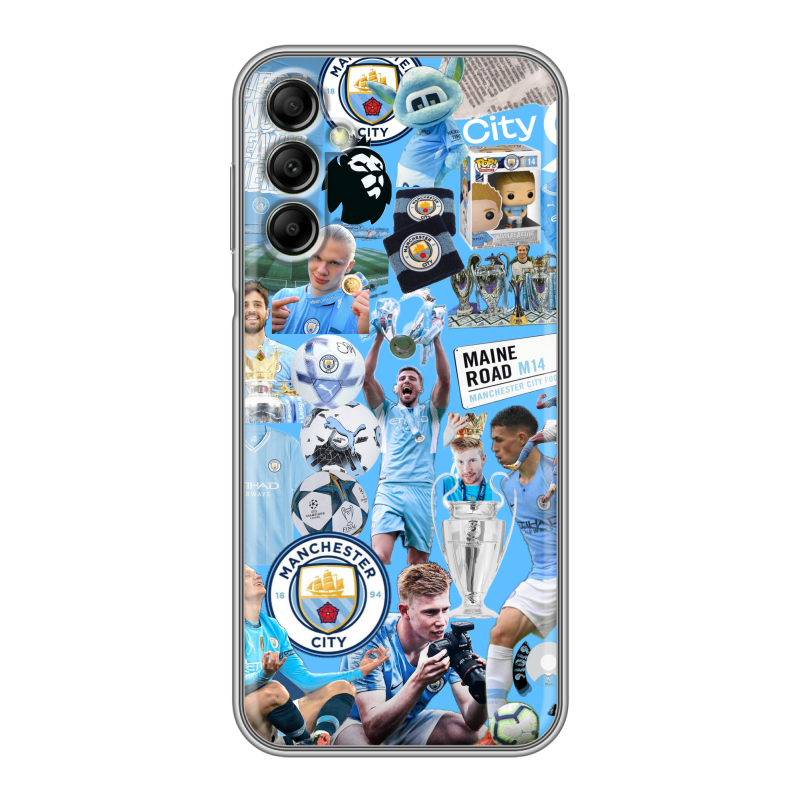 Силиконовый противоударный чехол на Samsung Galaxy A14 с принтом Man City Манчестер Сити Силиконовый противоударный чехол на Samsung Galaxy A14 с принтом Man City Манчестер Сити