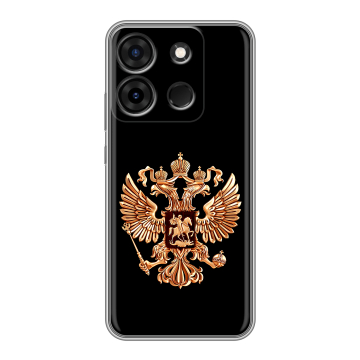 Силиконовый чехол на Infinix Smart 7 с принтом Герб России золотой Силиконовый чехол на Infinix Smart 7 с принтом Герб России золотой