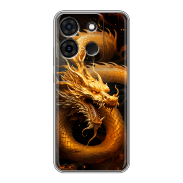 Силиконовый чехол на Infinix Smart 7 с принтом Золотой дракон Силиконовый чехол на Infinix Smart 7 с принтом Золотой дракон