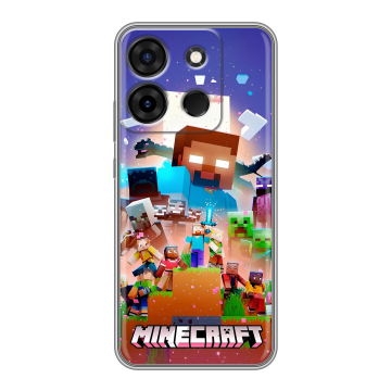 Силиконовый чехол на Infinix Smart 7 с принтом Майнкрафт Minecraft Силиконовый чехол на Infinix Smart 7 с принтом Майнкрафт Minecraft