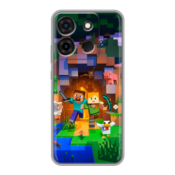 Силиконовый чехол на Infinix Smart 7 с принтом Майнкрафт Minecraft Силиконовый чехол на Infinix Smart 7 с принтом Майнкрафт Minecraft