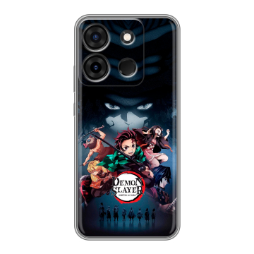 Силиконовый чехол на Infinix Smart 7 с принтом Demon Slayer Клинок рассекающий демонов