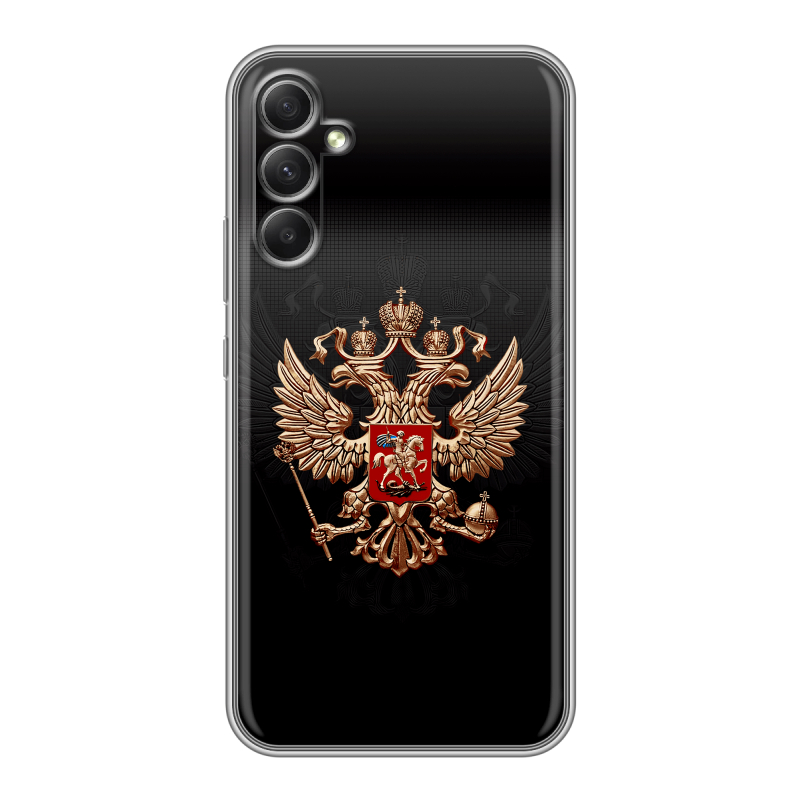Силиконовый противоударный чехол на Samsung Galaxy A34 5G с принтом Герб России Силиконовый противоударный чехол на Samsung Galaxy A34 5G с принтом Герб России