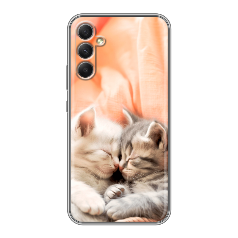 Силиконовый противоударный чехол на Samsung Galaxy A34 5G с принтом Котята Силиконовый противоударный чехол на Samsung Galaxy A34 5G с принтом Котята