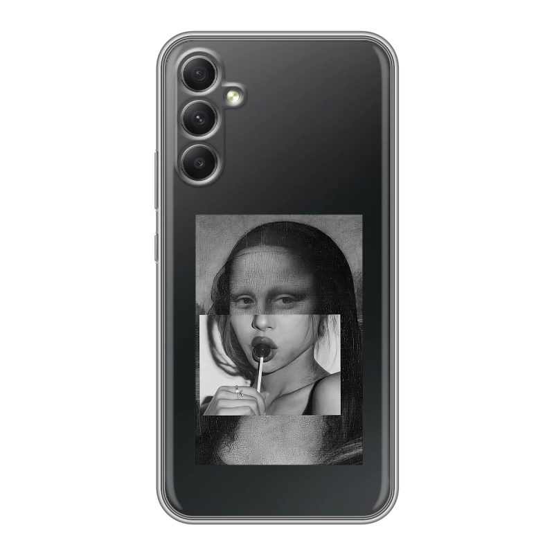 Силиконовый противоударный чехол на Samsung Galaxy A34 5G с принтом Мона Лиза Силиконовый противоударный чехол на Samsung Galaxy A34 5G с принтом Мона Лиза