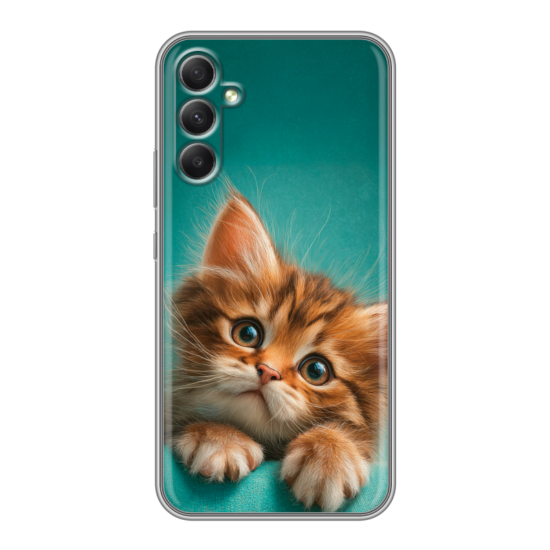 Силиконовый противоударный чехол на Samsung Galaxy A34 5G с принтом котенок Силиконовый противоударный чехол на Samsung Galaxy A34 5G с принтом котенок