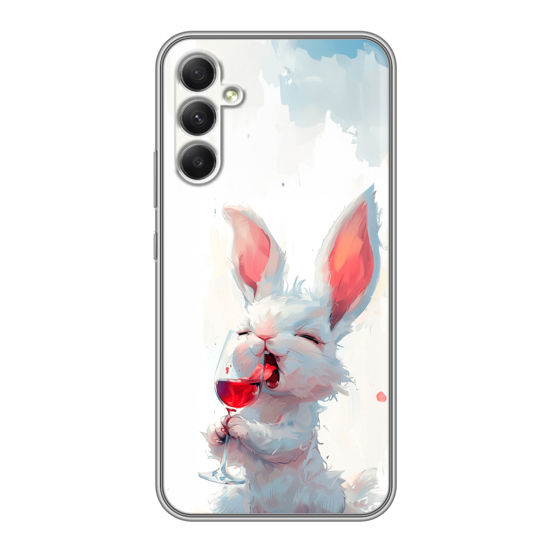 Силиконовый противоударный чехол на Samsung Galaxy A34 5G с принтом кролик зайчик Силиконовый противоударный чехол на Samsung Galaxy A34 5G с принтом кролик зайчик