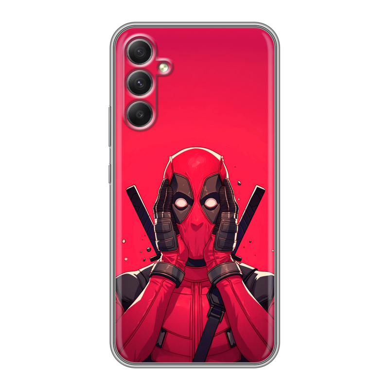 Силиконовый противоударный чехол на Samsung Galaxy A34 5G с принтом Дедпул Deadpool Силиконовый противоударный чехол на Samsung Galaxy A34 5G с принтом Дедпул Deadpool