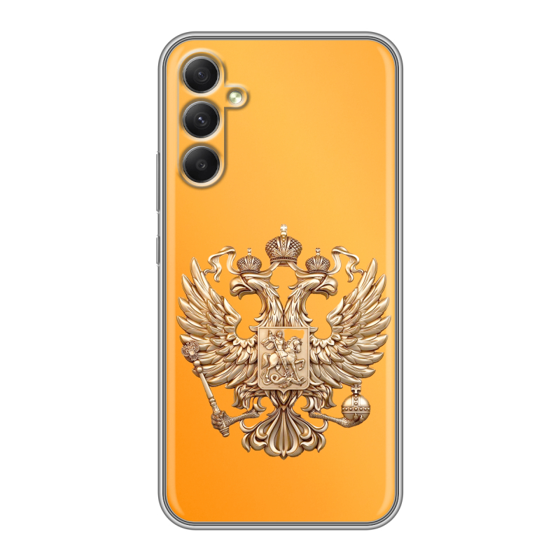 Силиконовый чехол на Samsung Galaxy A34 5G с принтом Герб Флаг России Силиконовый чехол на Samsung Galaxy A34 5G с принтом Герб Флаг России