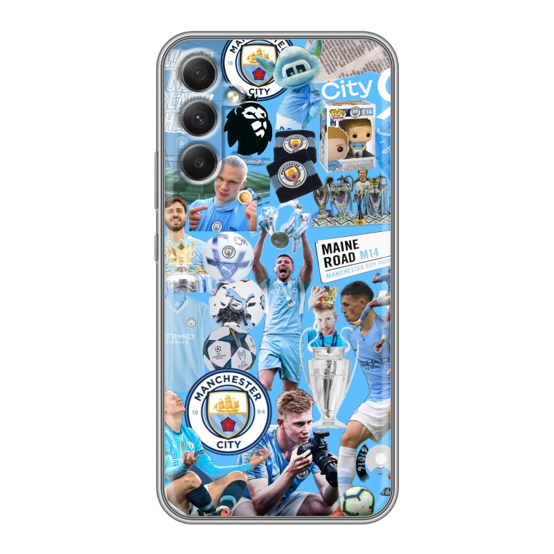 Силиконовый противоударный чехол на Samsung Galaxy A34 5G с принтом Man City Манчестер Сити Силиконовый противоударный чехол на Samsung Galaxy A34 5G с принтом Man City Манчестер Сити