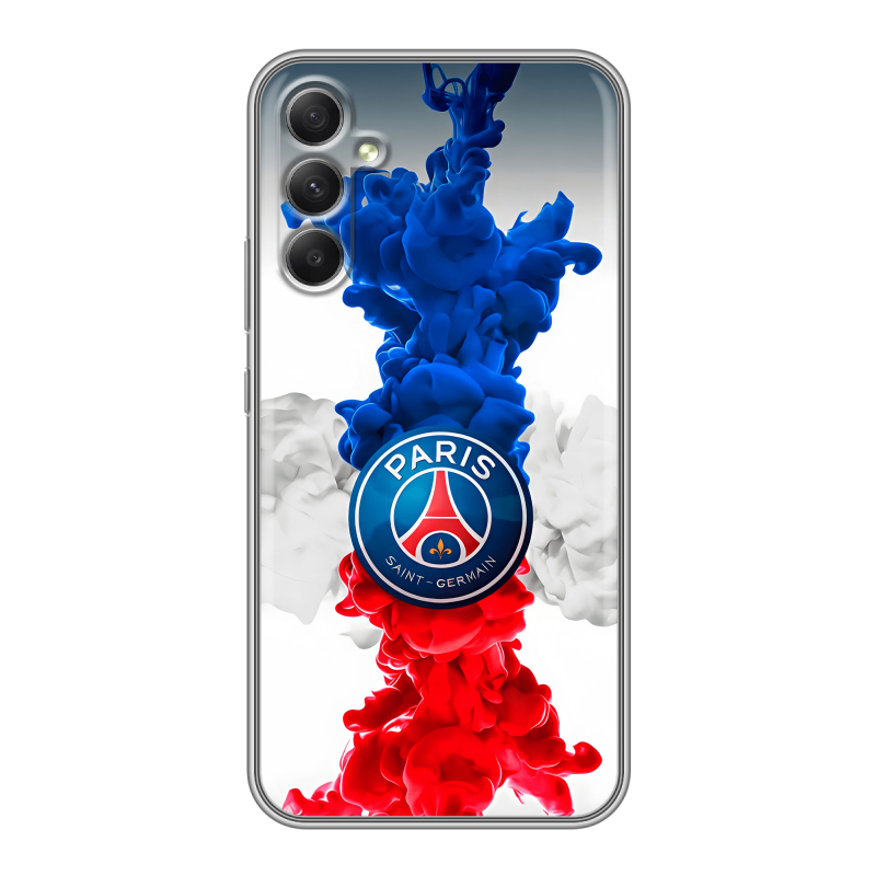 Силиконовый противоударный чехол на Samsung Galaxy A34 5G с принтом PSG ПСЖ Силиконовый противоударный чехол на Samsung Galaxy A34 5G с принтом PSG ПСЖ