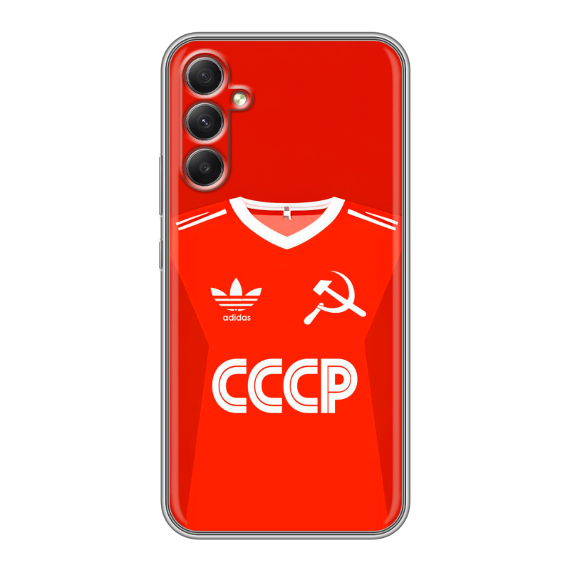 Силиконовый противоударный чехол на Samsung Galaxy A34 5G с принтом Флаг Герб СССР Силиконовый противоударный чехол на Samsung Galaxy A34 5G с принтом Флаг Герб СССР