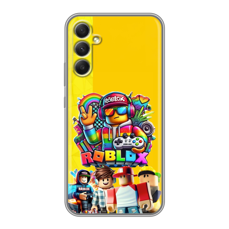 Силиконовый противоударный чехол на Samsung Galaxy A34 5G с принтом Roblox Роблокс Силиконовый противоударный чехол на Samsung Galaxy A34 5G с принтом Roblox Роблокс