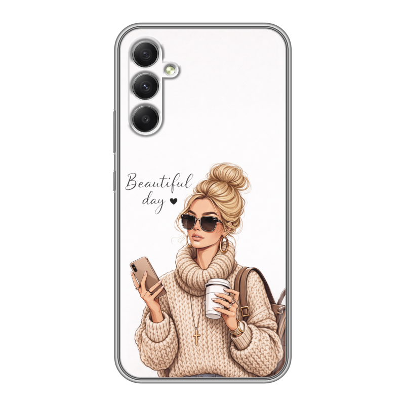 Силиконовый противоударный чехол на Samsung Galaxy A34 5G с принтом женский Силиконовый противоударный чехол на Samsung Galaxy A34 5G с принтом женский