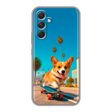 Силиконовый чехол на Samsung Galaxy A54 5G с принтом Корги на скейте