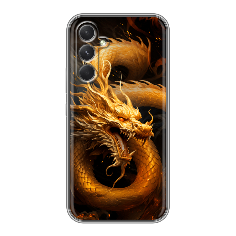 Силиконовый противоударный чехол на Samsung Galaxy A54 5G с принтом Золотой дракон Силиконовый противоударный чехол на Samsung Galaxy A54 5G с принтом Золотой дракон