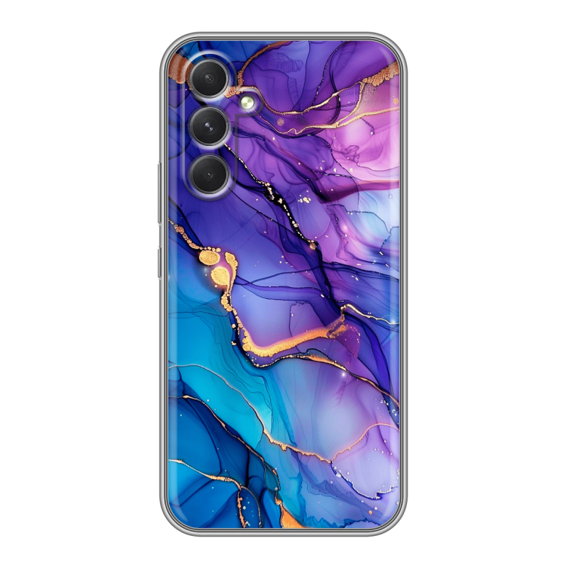 Силиконовый противоударный чехол на Samsung Galaxy A54 5G с принтом синий мрамор Силиконовый противоударный чехол на Samsung Galaxy A54 5G с принтом синий мрамор