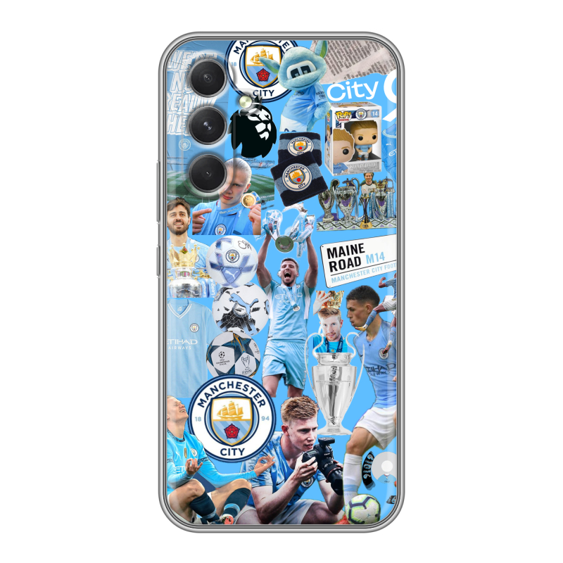 Силиконовый противоударный чехол на Samsung Galaxy A54 5G с принтом Man City Манчестер Сити Силиконовый противоударный чехол на Samsung Galaxy A54 5G с принтом Man City Манчестер Сити