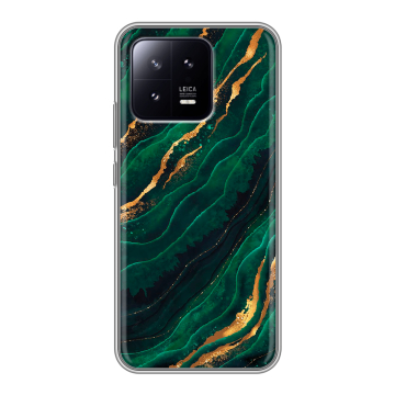 Силиконовый чехол на Xiaomi 13 с принтом Мрамор зеленое золото Силиконовый чехол на Xiaomi 13 с принтом Мрамор зеленое золото