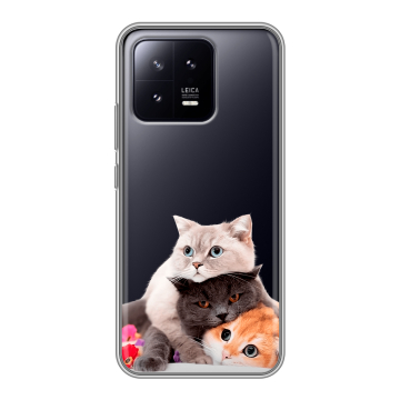 Силиконовый чехол на Xiaomi 13 с принтом Кошки Силиконовый чехол на Xiaomi 13 с принтом Кошки