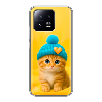 Силиконовый чехол на Xiaomi 13 с принтом Котенок в шапке Силиконовый чехол на Xiaomi 13 с принтом Котенок в шапке