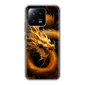 Силиконовый чехол на Xiaomi 13 с принтом Золотой дракон