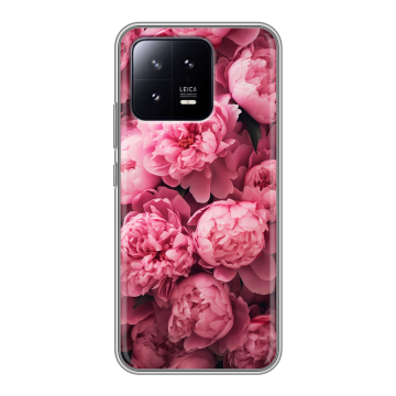 Силиконовый чехол на Xiaomi 13 с принтом цветы пионы Силиконовый чехол на Xiaomi 13 с принтом цветы пионы