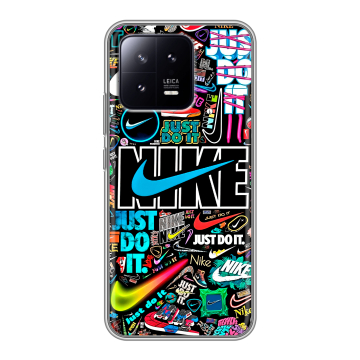 Силиконовый чехол на Xiaomi 13 с принтом найк nike черный