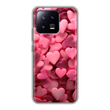 Силиконовый чехол на Xiaomi 13 с принтом розовые сердечки