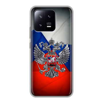 Силиконовый чехол на Xiaomi 13 с принтом Флаг России Силиконовый чехол на Xiaomi 13 с принтом Флаг России
