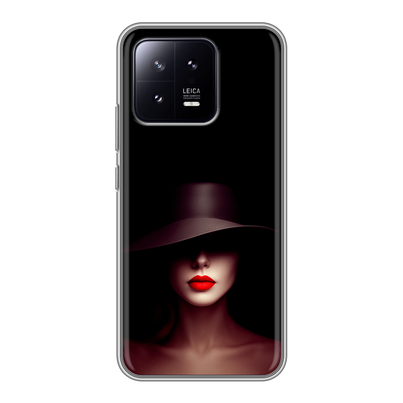 Силиконовый противоударный чехол на Xiaomi 13 с принтом Девушка в шляпе Силиконовый противоударный чехол на Xiaomi 13 с принтом Девушка в шляпе