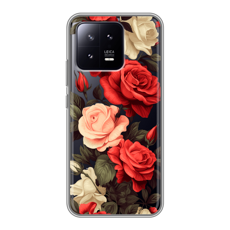 Силиконовый противоударный чехол на Xiaomi 13 с принтом Розы Силиконовый противоударный чехол на Xiaomi 13 с принтом Розы