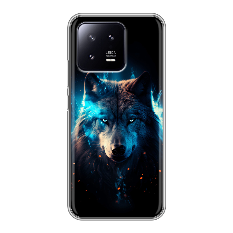 Силиконовый чехол на Xiaomi 13 с принтом Волк ночной Силиконовый чехол на Xiaomi 13 с принтом Волк ночной