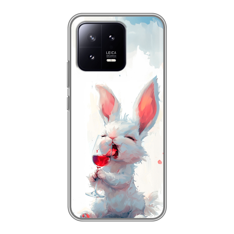 Силиконовый противоударный чехол на Xiaomi 13 с принтом кролик зайчик Силиконовый противоударный чехол на Xiaomi 13 с принтом кролик зайчик