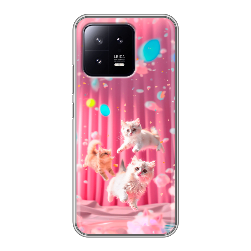 Силиконовый противоударный чехол на Xiaomi 13 с принтом милые котики Силиконовый противоударный чехол на Xiaomi 13 с принтом милые котики